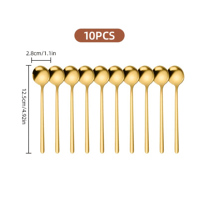 

10 шт. кофейных ложек из нержавеющей стали, десертных ложек, чайных ложек, ложек для специй, подходят для дома, кафе, вечеринки, кухонные принадлежности