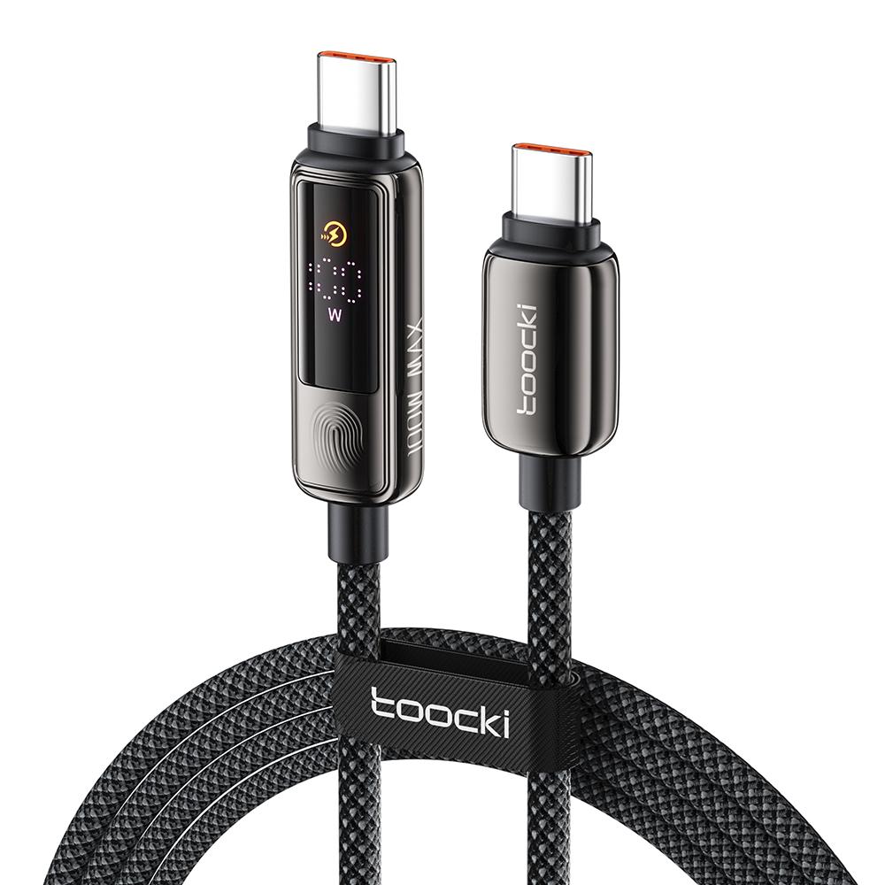 

TOOCKI TX107C2 1m 100W Fast Charging USB C to USB C Cable Touch Control LED Display Data Sync Cord
