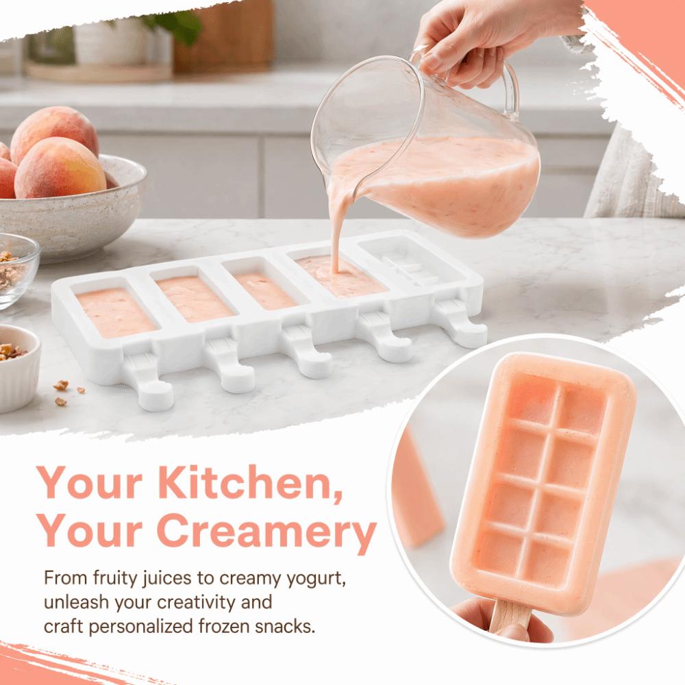 Square Silicone Ice Cream Mold 4-Cavity DIY Ice Cream Mold Ice Cream Making Mold Homemade Treats S
