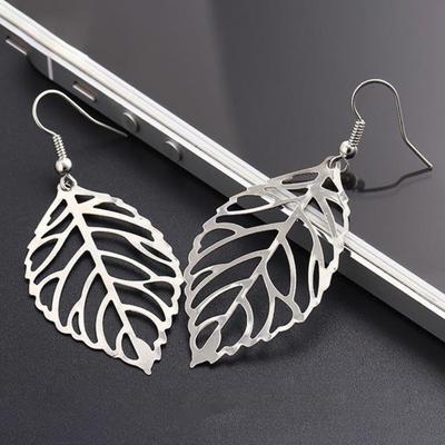 Hollow Leaf Dangle Drop Earrings Bohemian Charms Pendants Vintage Minimalist Hypoallergenic Jewelry
