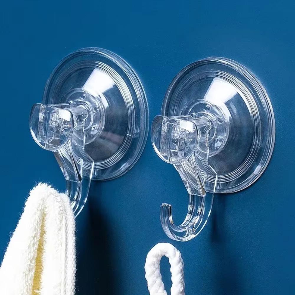 2PCS Removable Suction Cup Hooks Plastic Strong Hold Shower Suction Hooks Adhesive-Free No Drill Towel Hook Glass Surface