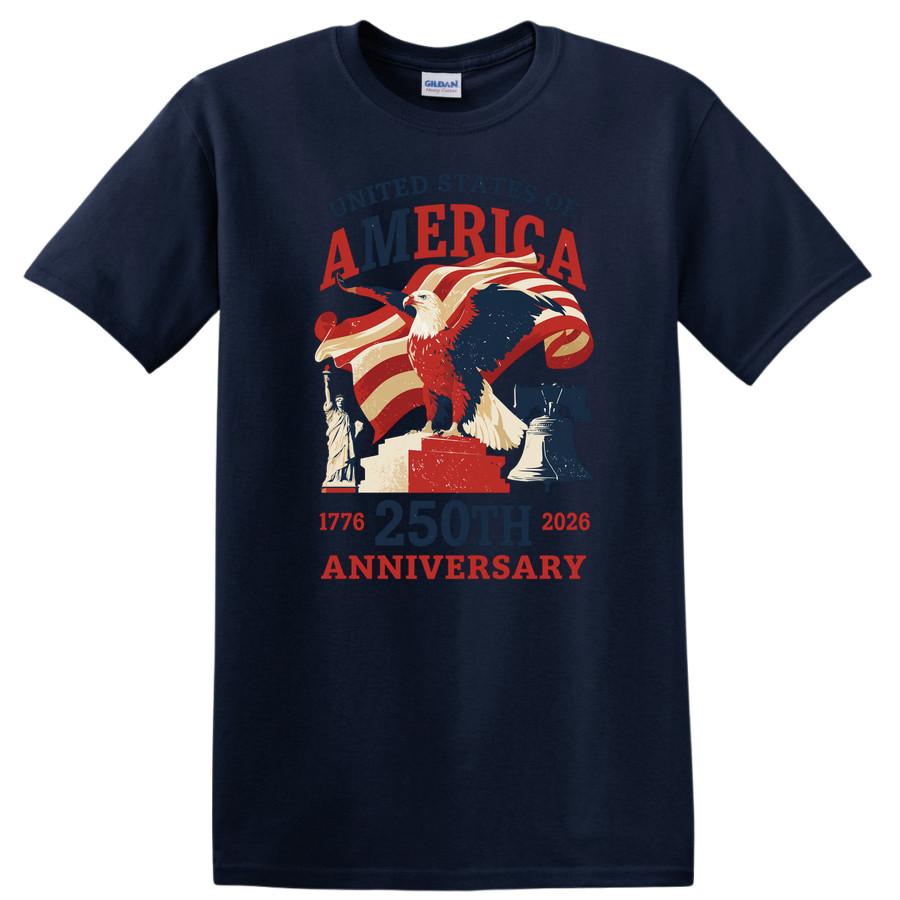 United States 250th Anniversary T Shirt American Flag Bald Eagle Freedom Tee M