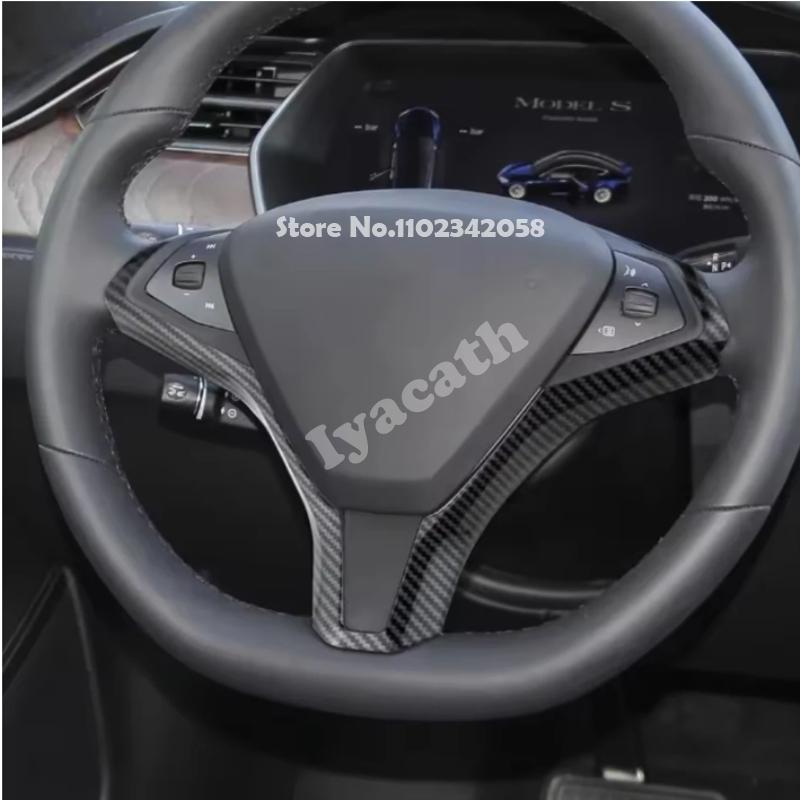 For Tesla Model S Model X ABS Car Steering Wheel Frame Sticker Inner Direction Control Button Decoration Trim Cover Accessories