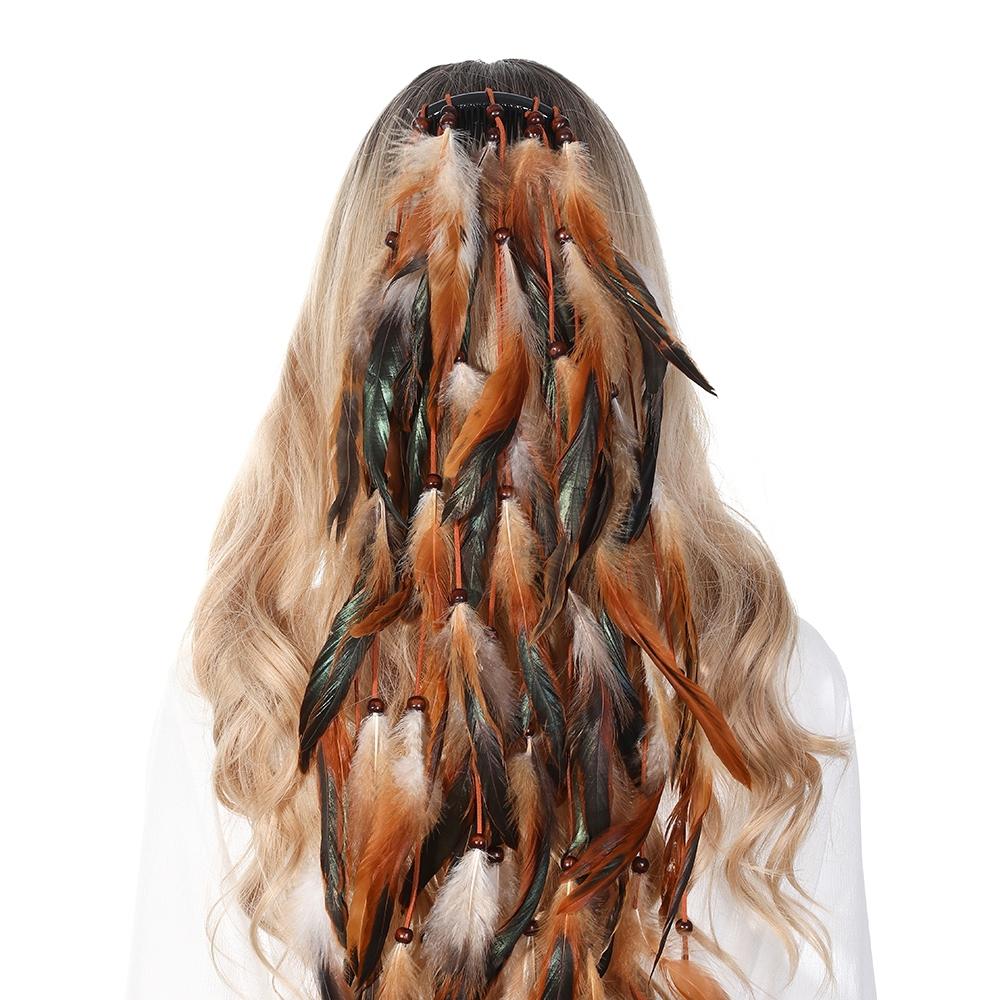 

Индийский фестивальный гребень для волос с кисточкой из перьев, заколка для женщин, хиппи головной убор, этническая повязка на голову, аксессуары для волос в хвост, головной убор