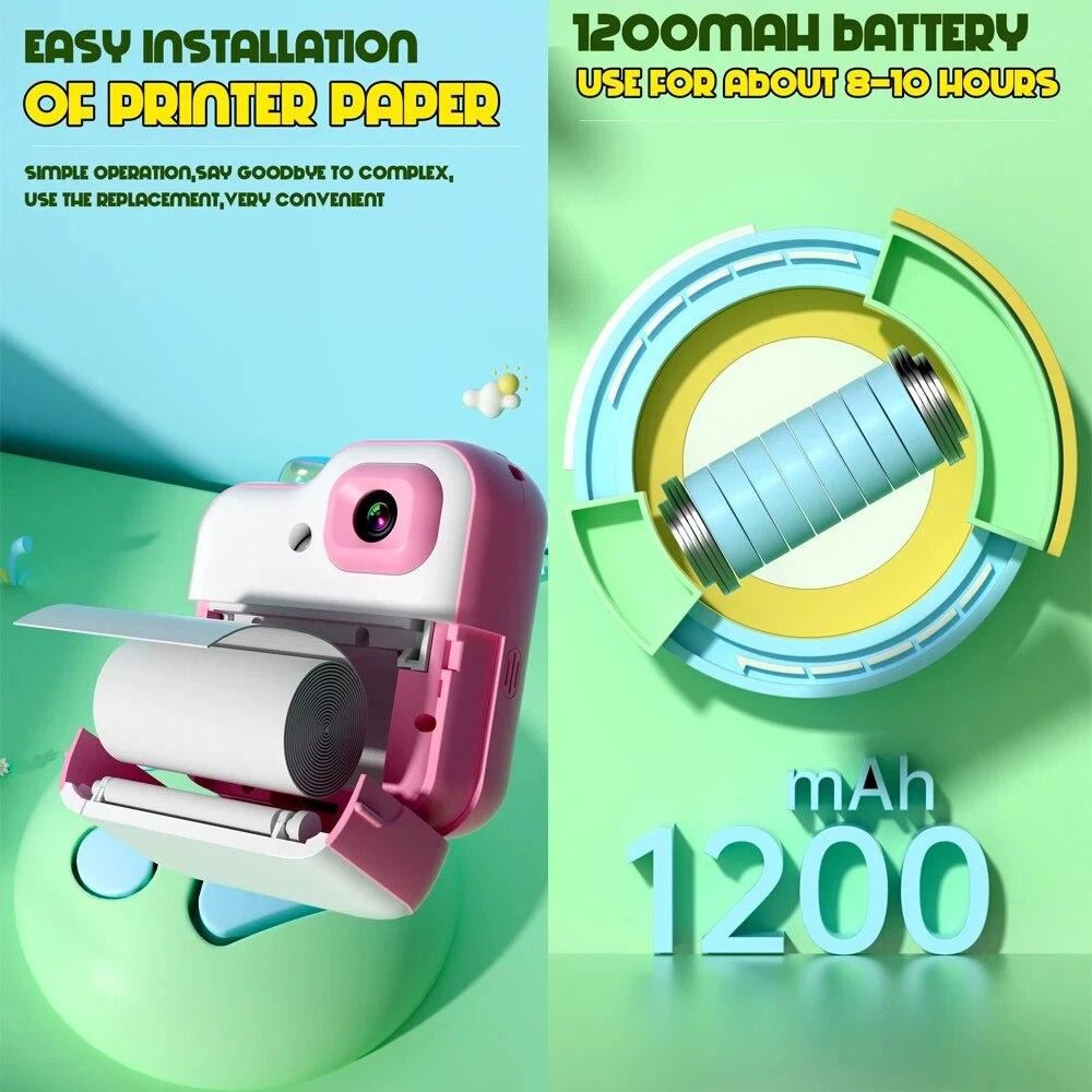Instant Printing Camera for Kids Wireless Digital Camera Printing Bluetooth Camera Inkless Photo Lable Print Children Gifts