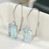 Elegante quadratische hellblaue synthetische Zirkon-Hängeohrringe für Damen, Hochzeitsbankett, baumelnde Ohrringe, Schmuckzubehör, Geschenke