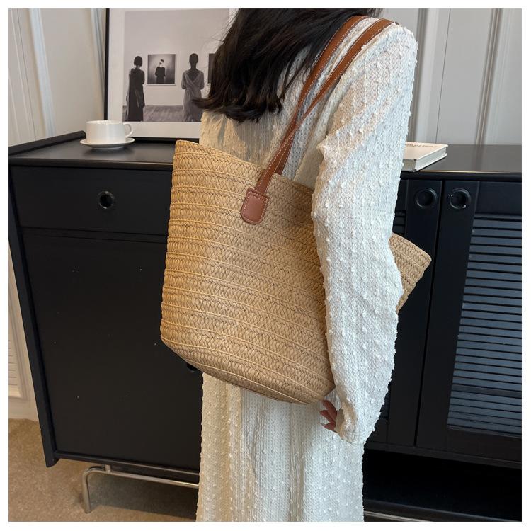 Pletená taška s velkou kapacitou Dámská nová ležérní taška přes rameno Plážová taška na dovolenou u moře