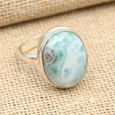 Larimar Gemstone 925 Sterling Silver Handmade Wonderful Jewelry Ring
