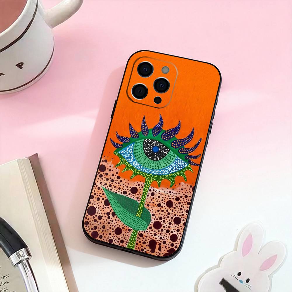 

yayoi kusama art Phone Case For iPhone 17,16,15,14,13,12,11 Plus,Pro Max,Soft Silicone Black Cover iPhone13PRO