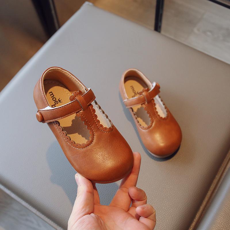 Korean Children's Leather Shoes Simple Cute Kids Lace Breatheable 2025 Spring and Autumn New Girls Casual Shoes Solid Color Flat