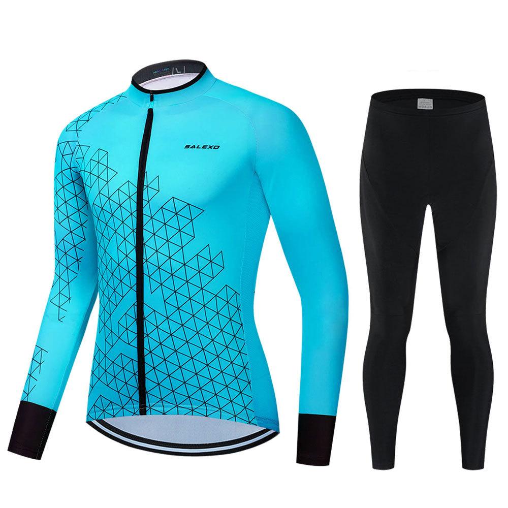2026 Spring and Autumn Team Men's Long Sleeve Cycling Suit Set Quick Drying Breathable Strap Men's Suit Cycling Suit