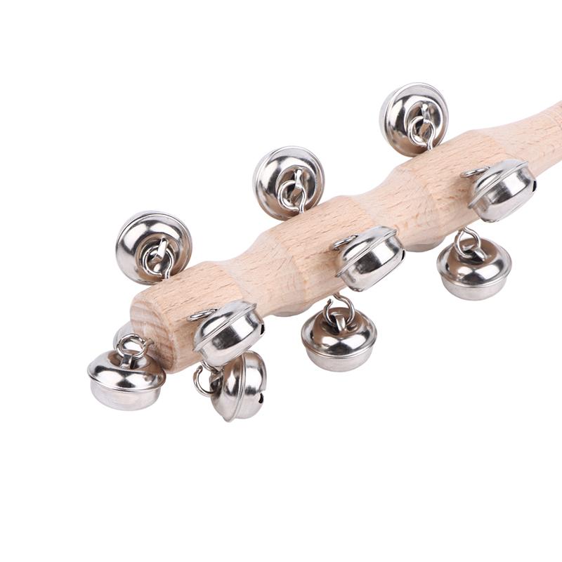 1Pc Wooden Hand Held Bell Jingle Bells Musical Bell Stick Discussion Musical Toy For Adult Ktv Party Kids Game Gift