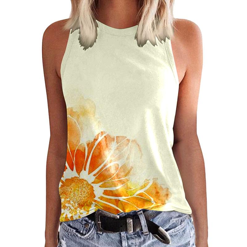 Sunflower dandelion 3D printed vest for women's casual wear