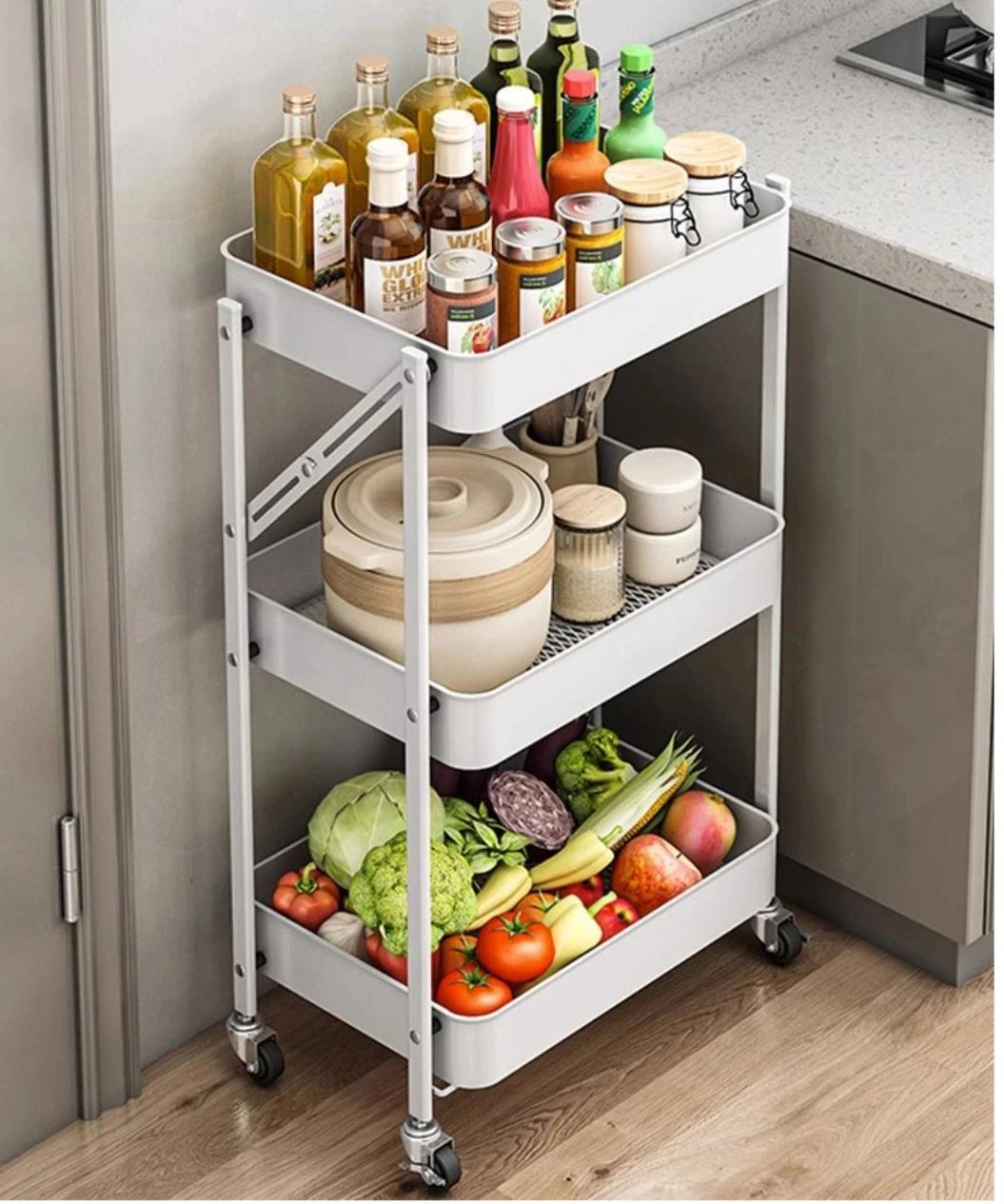 

Мобильная Стойка-Тележка Многоярусная Стойка для Хранения Закусок на Колесах Органайзер для Кухни Ванной Спальни Домашние Аксессуары
