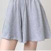 Summer Women's Gray Casual Shorts - High Waist Wide Leg Loose Fit Slimming Drawstring Skort Pants