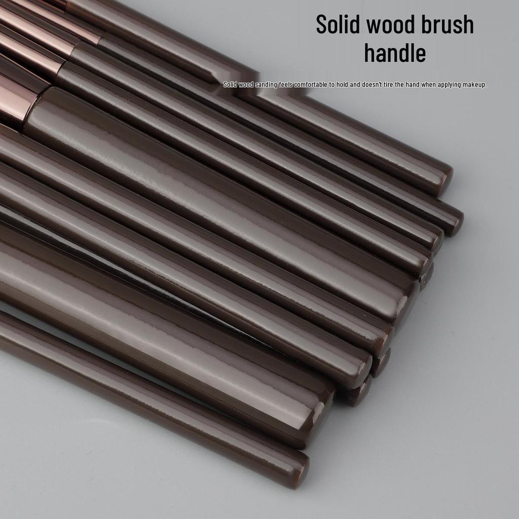 13-Piece Brown Makeup Brush Set: Soft Brushes for Concealer, Lip, Eyeshadow, Powder, and Detail Work.