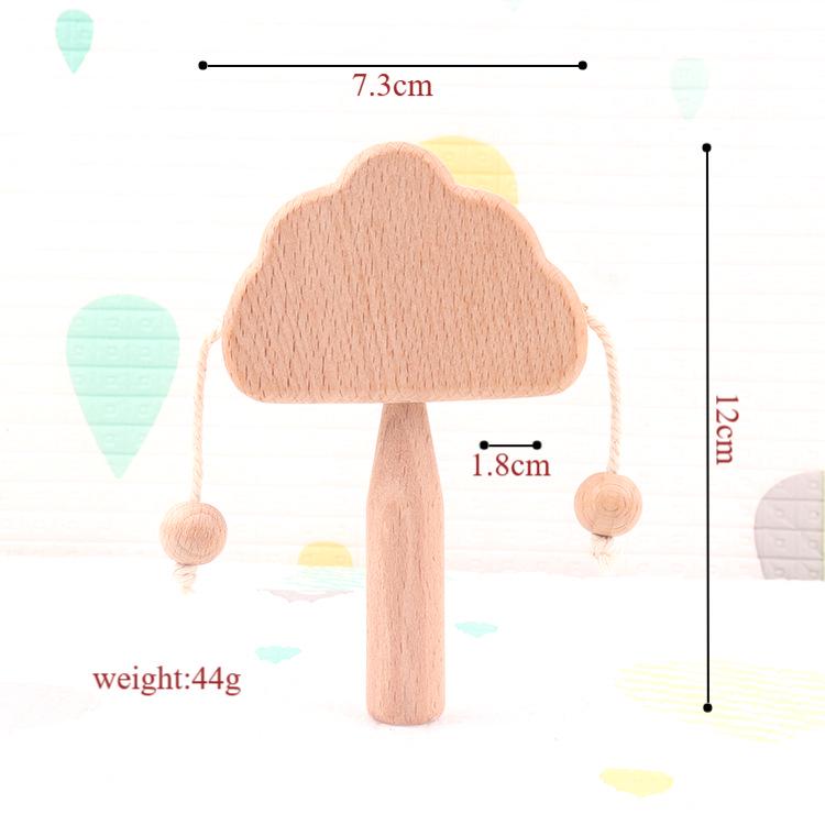 2024 Wooden Baby Rattle Toy - Creative Cartoon Beech Wood Design, Multi-Style Soothing Toy