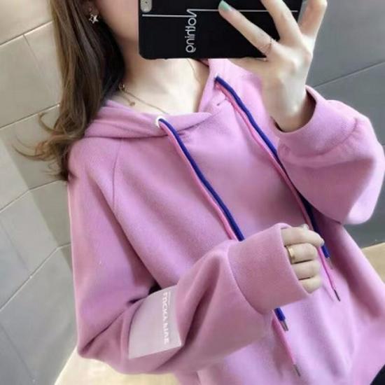 Korean Style 2026 Spring Autumn Loose Pullover Hoodie for Women - Trendy College Sweatshirt