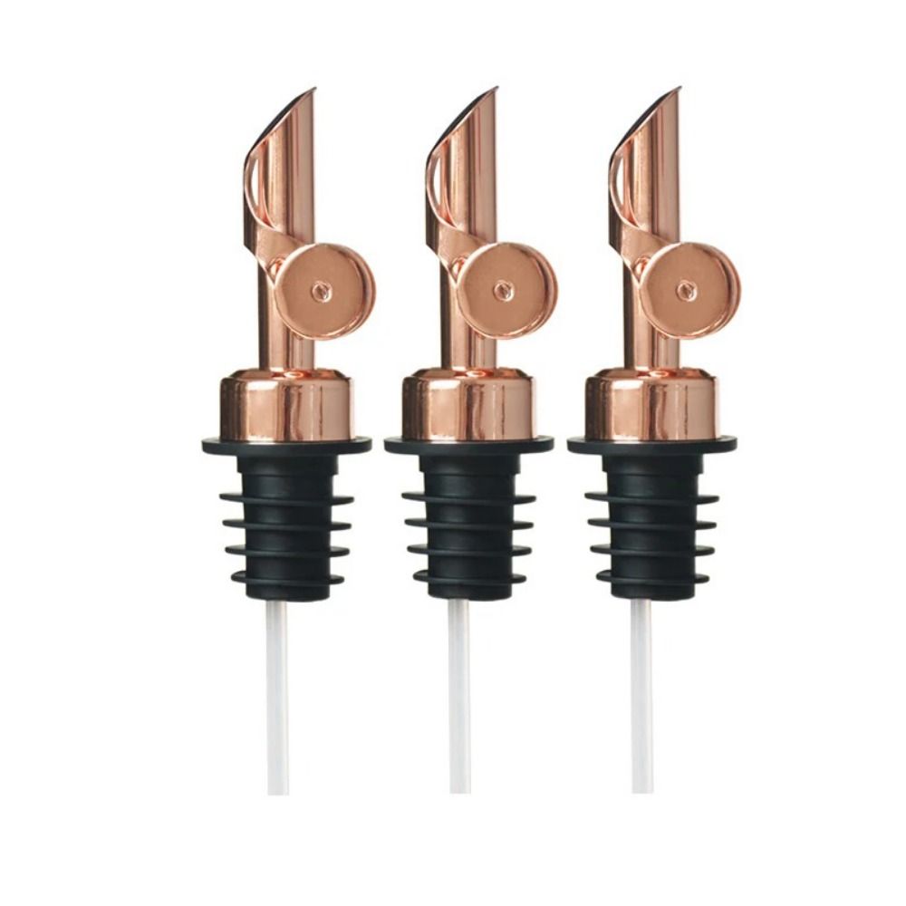3pcs Auto Flip Weighted Spout Pourer Stainless Steel Flip Top Drink Wine Stopper  Cafe Equipment