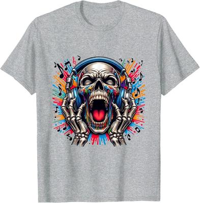 Screaming Skull W-headphones T-Shirt