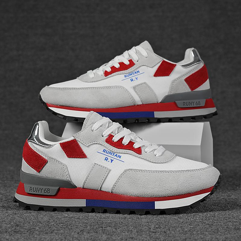 

TUINANLE Thick Bottom Pops Shoes Men Comfortable Running Agan Shoes Low Fashion Breathable Sports Sneakers Men 38 красный