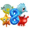 Ocean Crab Seahorse Starfish Dolphin Aluminum Film Balloon Birthday Party Styling Balloon Set