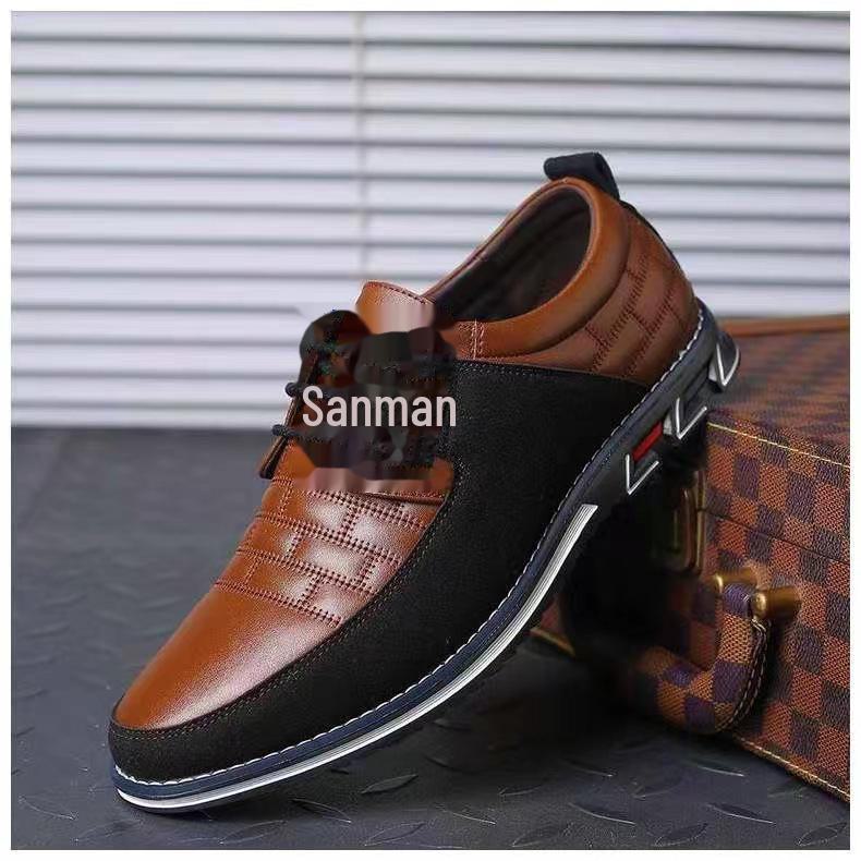 Men's Large Size Leather Lace-Up Casual Shoes - Versatile Korean Style Fashion Sneakers for Business and Everyday Wear (Sizes 47-48)
