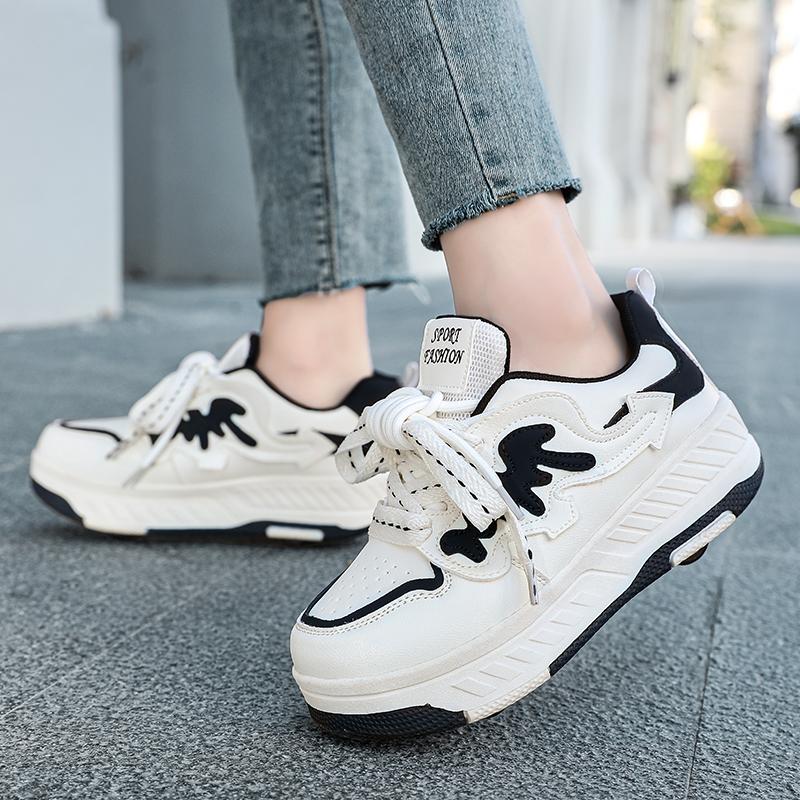 Scarpe con ruote per bambini/ragazze, stivali sportivi a quattro ruote, pattini a rotelle rimovibili, scarpe da skate per studenti, scarpe sportive