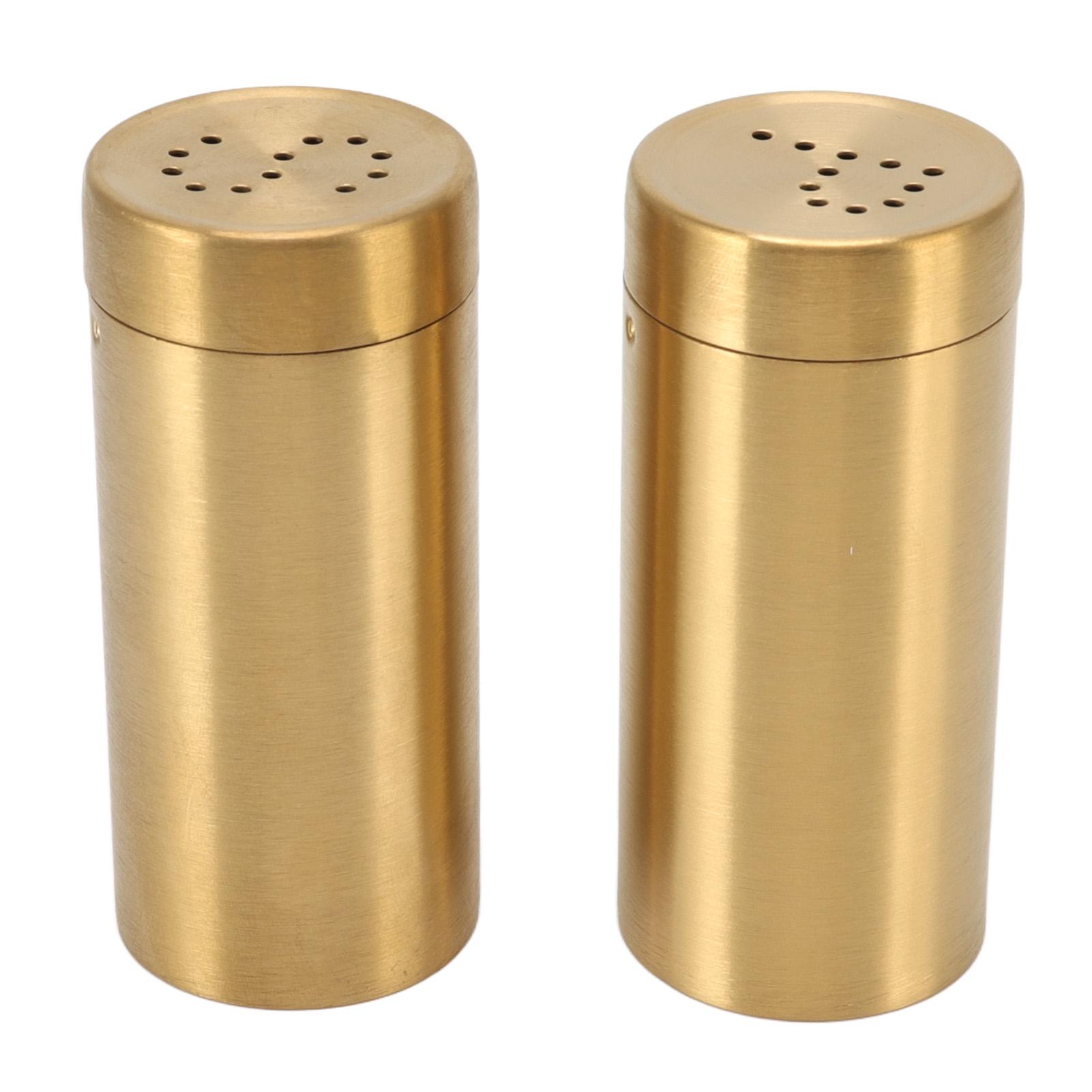 

2Pcs Gold Spice Jar Stainless Steel Rustproof Screw Open Top Seasoning Shaker Bottle for Salt Sugar Pepper Paprika