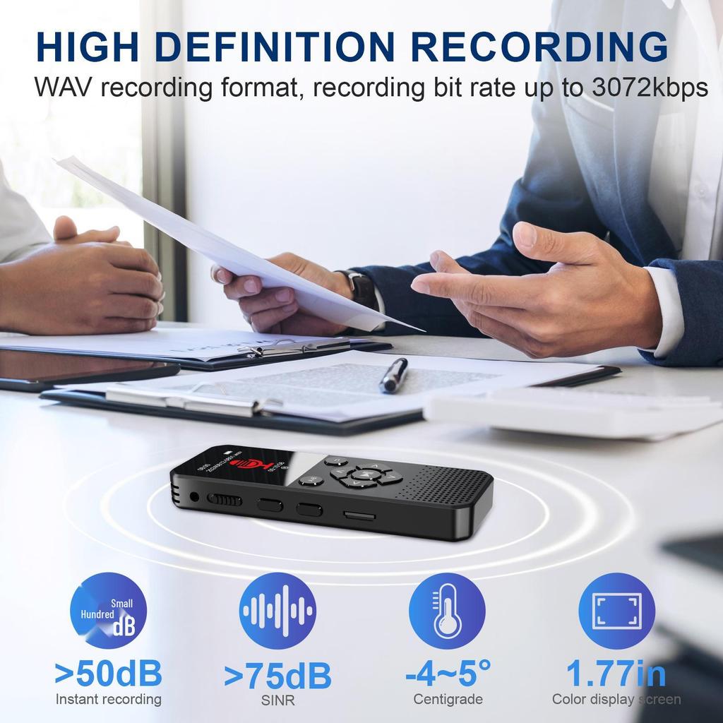 High-Definition Noise-Reducing Voice Recorder with Long Standby for Students and Business Meetings