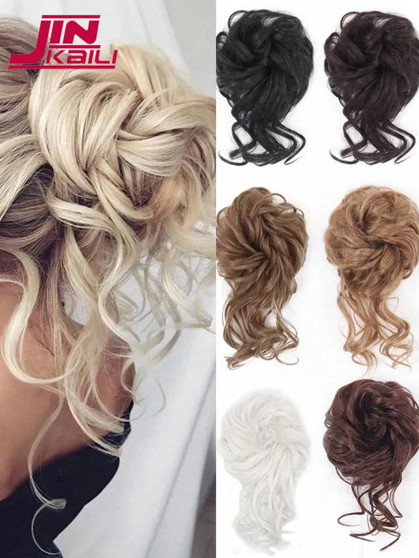 

Синтетическая растрепанная прическа в виде пучка, взлохмаченная прическа, наращивание пучков, эластичная резинка для волос, вьющиеся волосы, пучок, резинка для волос для женщин