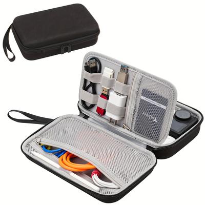 Pevné cestovní pouzdro-organizér na elektroniku pro powerbanky, nabíječky, kabely, USB flash disky, SD karty, elektroniku a organizér do batohu