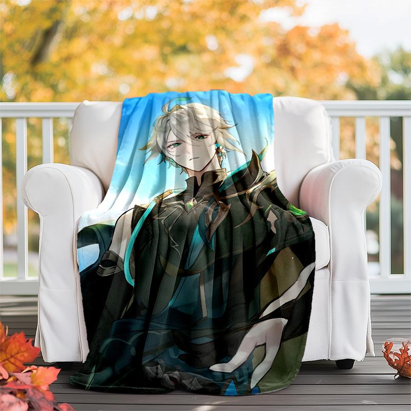 1pc Genshin Impact Alhaitham2 Theme Blanket - Digital Print, Polyester, Cozy for All Seasons, Perfect for Outdoor, Camping, and Travel