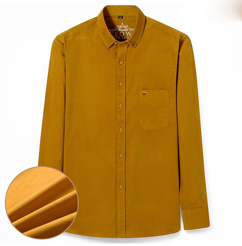 100% Coduroy Warm Long Sleeve Men Casual Shirts Winter Cotton Solid Male Business Shirt