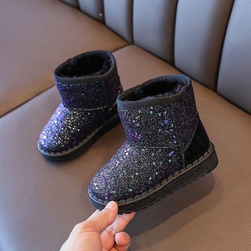 Boys and girls large cotton boots Girls non-slip children's fashion snow boots Winter new cotton boots keep warm