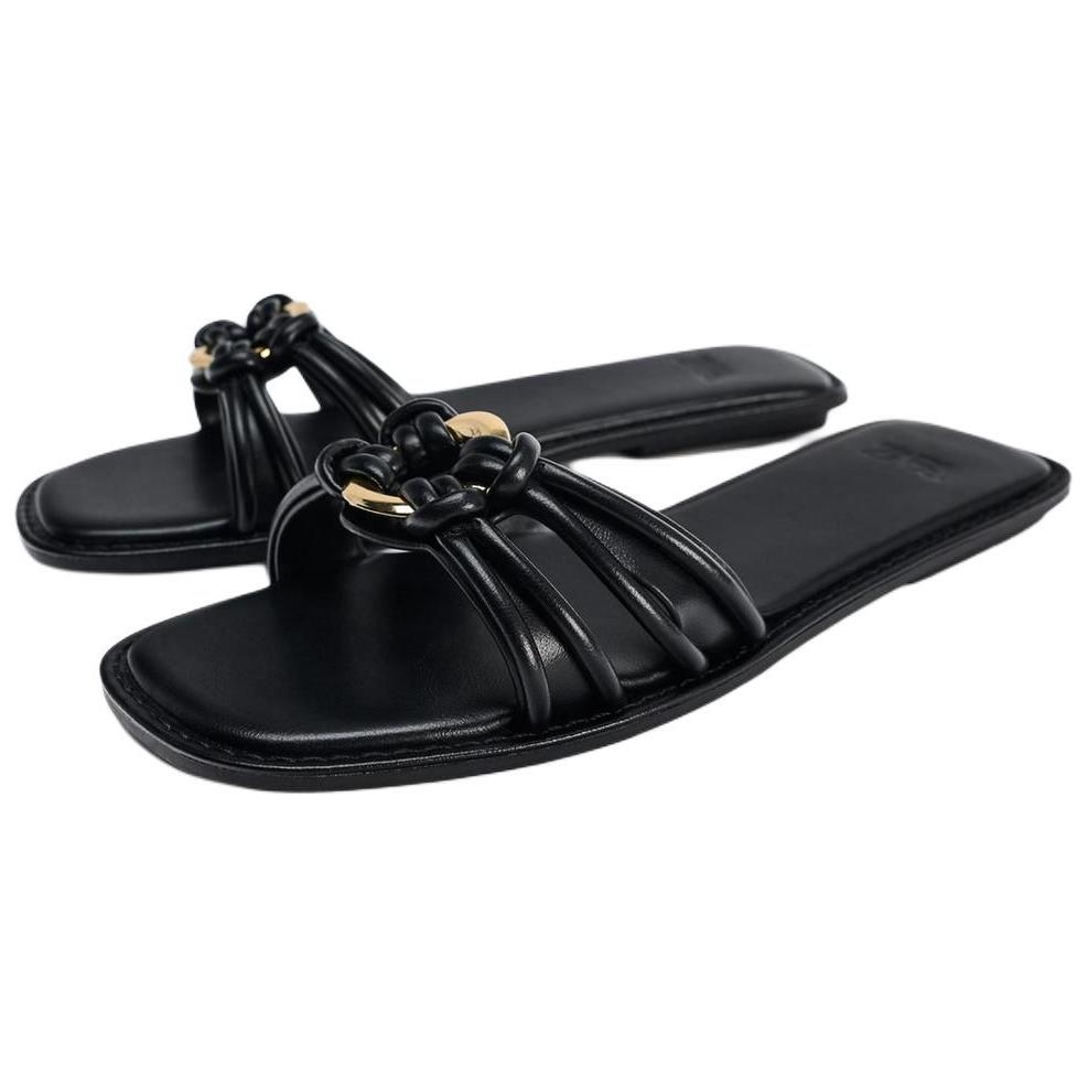 Zara Fashionable Cool Slide Sandals Women Footwear Black 13628410800