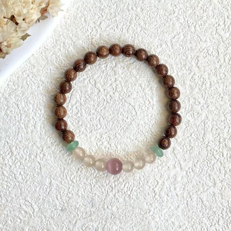 Chinese Style Wooden Beads Double Layered Wearing Simple Personality Versatile Bracelet Jewelry