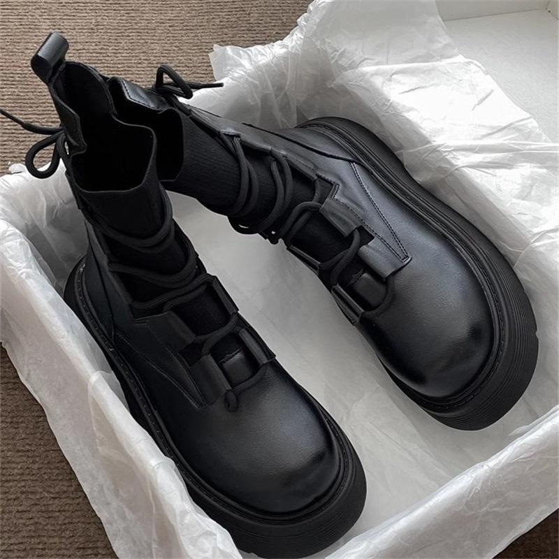Women's Platform Martin Boots Strap Design High Top Casual Ankle Boots
