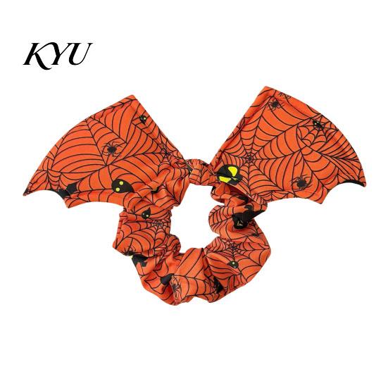 Halloween Hair Ties for Women Bat Shape Scrunchies Girls, Soft Elastic Ponytail Holders with Spooky Pumpkin/Spider Web/Black Cat Prints Holiday Party
