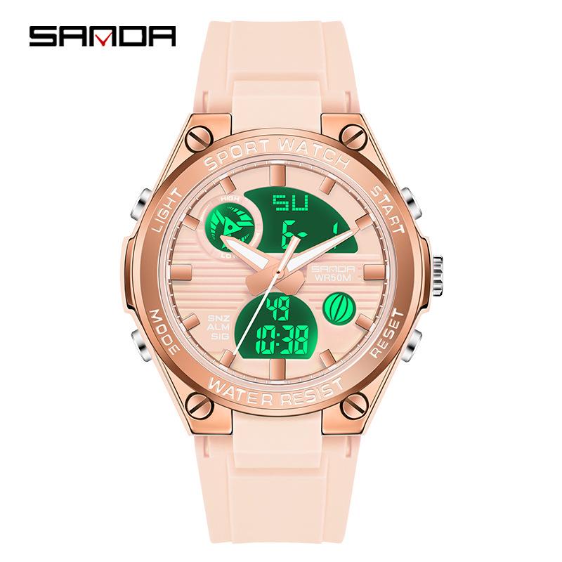 Sanda Couple's Multifunctional Smart Sports Watches - Men's & Women's Waterproof Outdoor Trendy Electronic Watches for Students