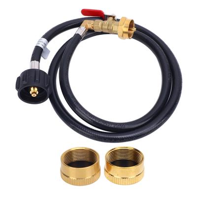 4FT  48 Inch Gas Refill Adapter Hose with ON Off Control Valve and 2 Caps 20 Lb To 1 Lb Gas Filler