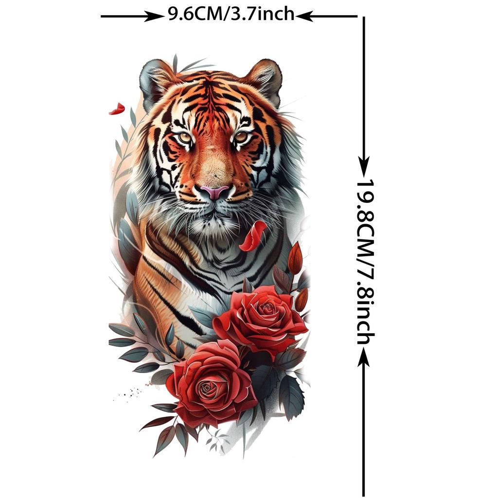 1 Sheet Butterfly Watercolor Flower Tiger Temporary Tattoos For Women Men Adults Fake Phoenix Parrot Lotus Tattoo Sticker Sleeve