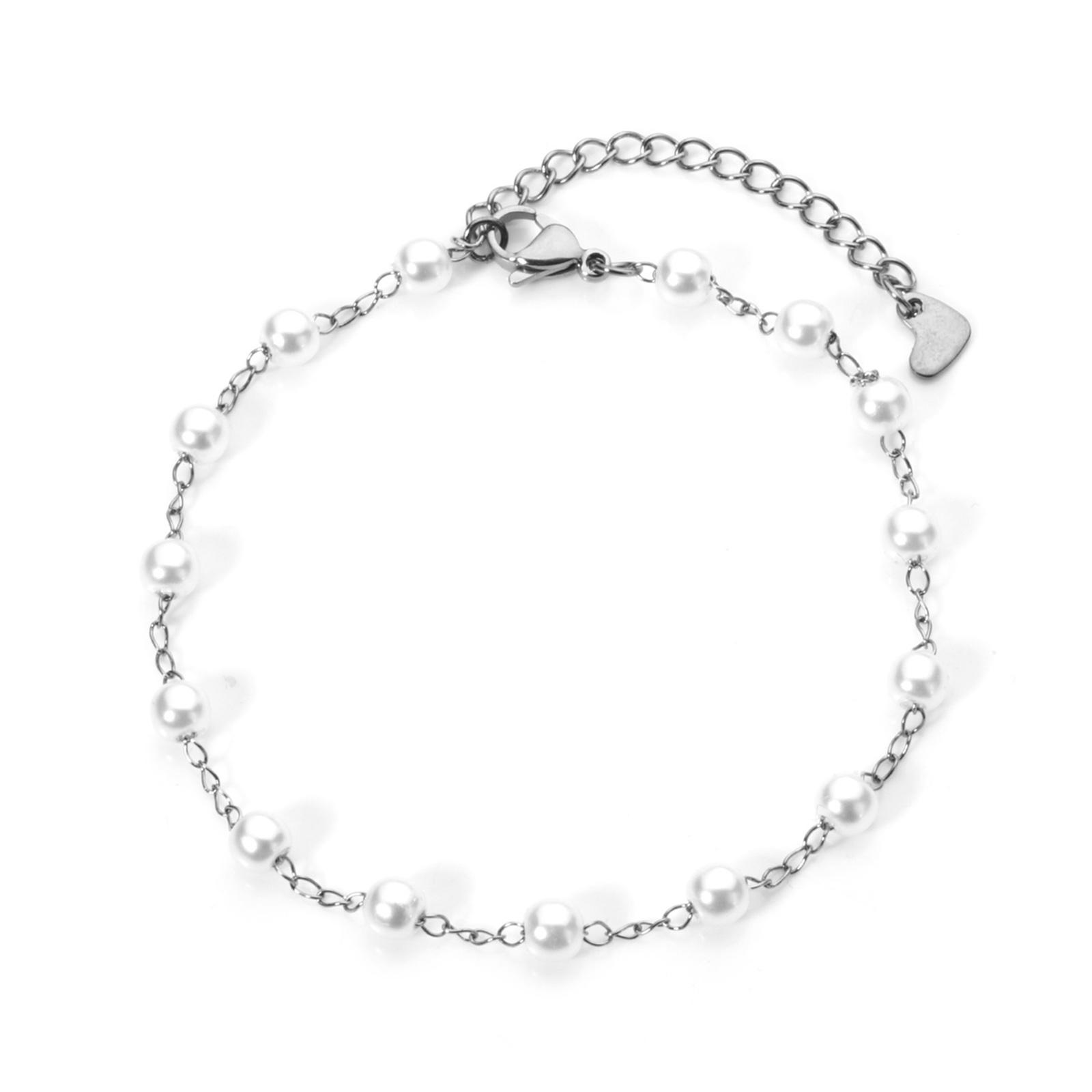 

1 Piece 304 Stainless Steel Anklet Acrylic Imitation Pearl Handmade Link Chain Anklet Foot Summer Beach Foot Leg Jewelry Gifts