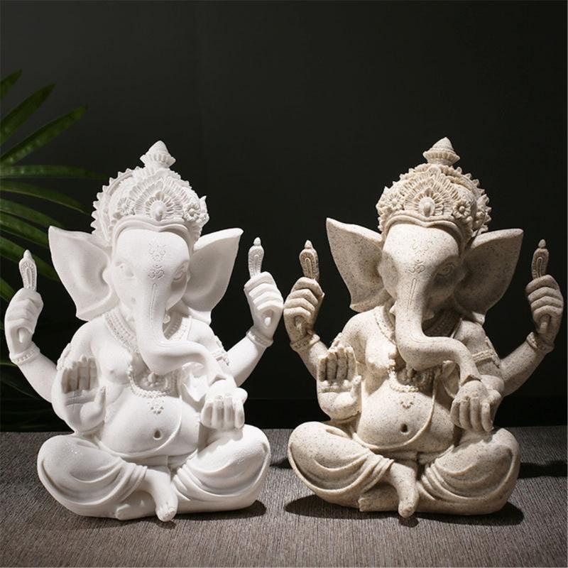 Handmade Sandstone Ganeshas Buddhas Elephant Statue Figurine for Home and Office Decoration