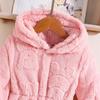 Girls' Teddy Bear Flannel Hooded Cardigan Jacket - Winter Casual Versatile Warm Wear.