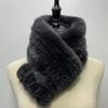 Women Long Ring Scarf Real Rex Rabbit Fur Knitted Neck Warmer Winter Stylish Warm Ring Scarves