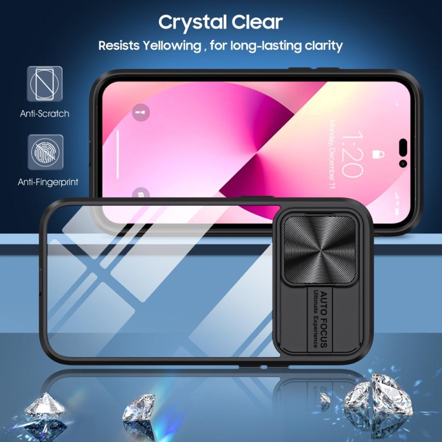 Slide Camera Lens Protector Armor Case For For Iphone 15 14 11 12 13 Pro Max Plus Bumper Shockproof Clear Hard PC Acrylic Back Cover