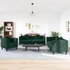 3 Piece Sofa Set with Cushions Dark Green Velvet