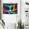 2D Trippy Rainbow Cascade Night Scenery Wall Tapestry, Aesthetic Dark Nature Art Home Background Cloth