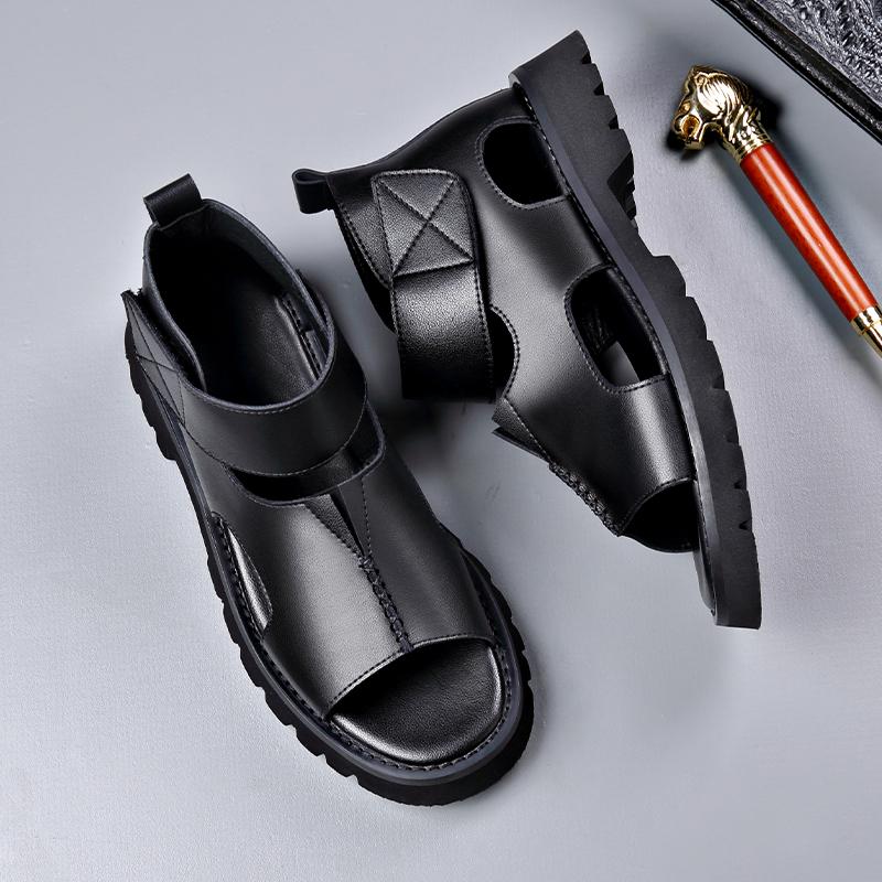 Fashion Shoes Cswo01 Men's Leather Water Sandals Quick Dry Sandalias Non Slip Beach Shoes Outdoor Sports Sandaly Street Style Summer Walking Shoes Cm